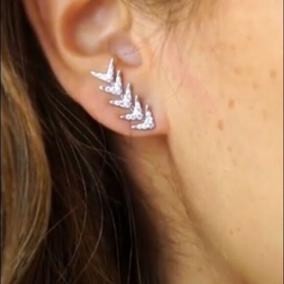 Gold over Sterling  Arrow Ear Climber Earrings - Picture 10 of 11